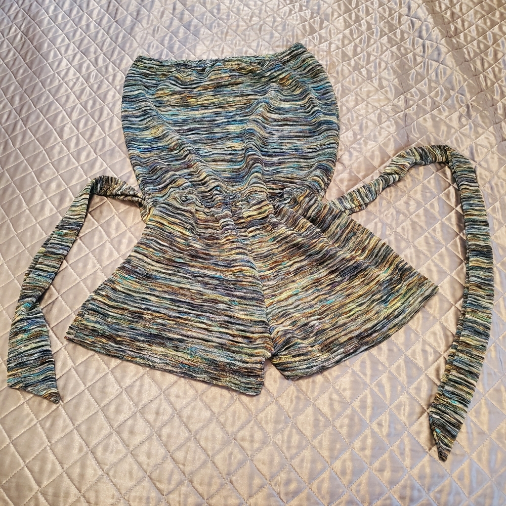 Shades of blues boho Sexy Summer and  Vacation Romper / one piece set;  …